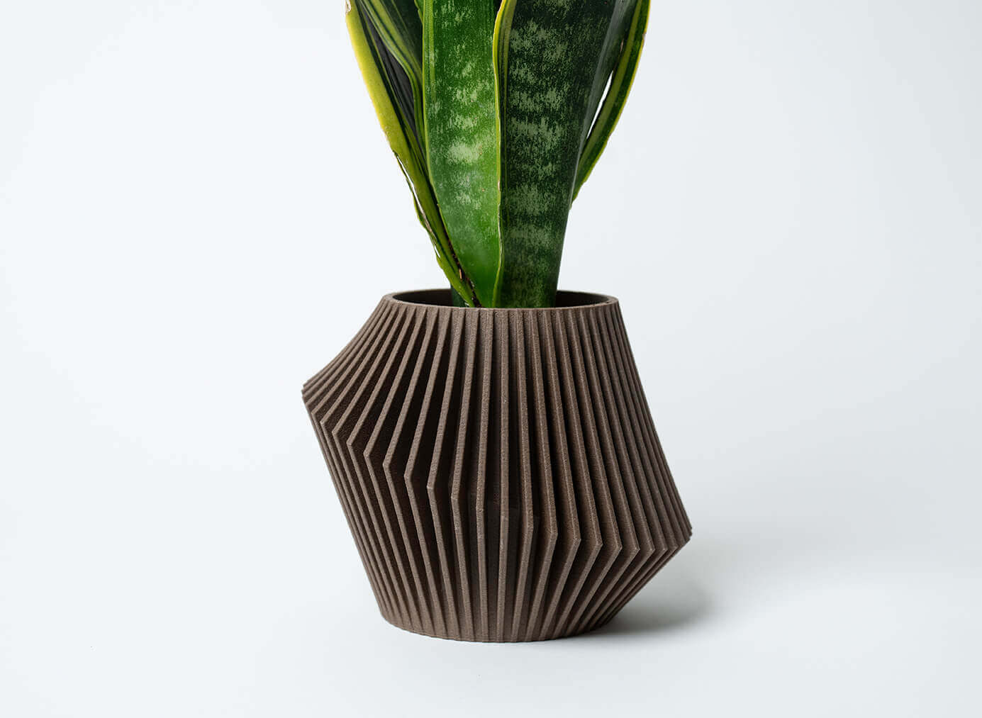 SET OF 4 3D Printed Wood Geometric Small Plant Pots. Modern