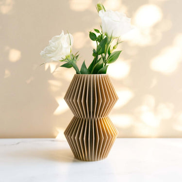 Beige small vase. Minimalist design.