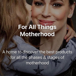 The Alyssa Milano Motherhood Shop banner posted by Woodland Pulse- an online retailer of modernist vase designs and black vase modern decor.