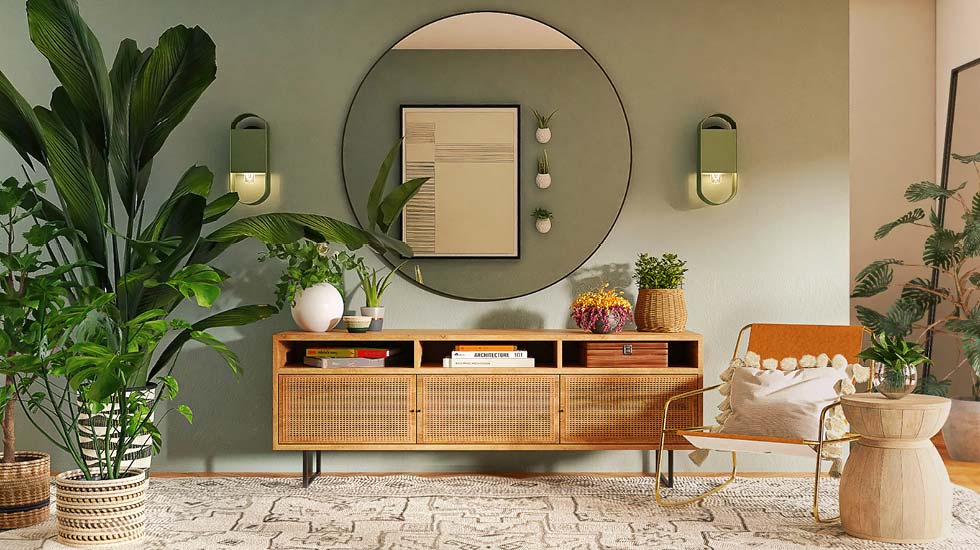Biophilic interior design home living room