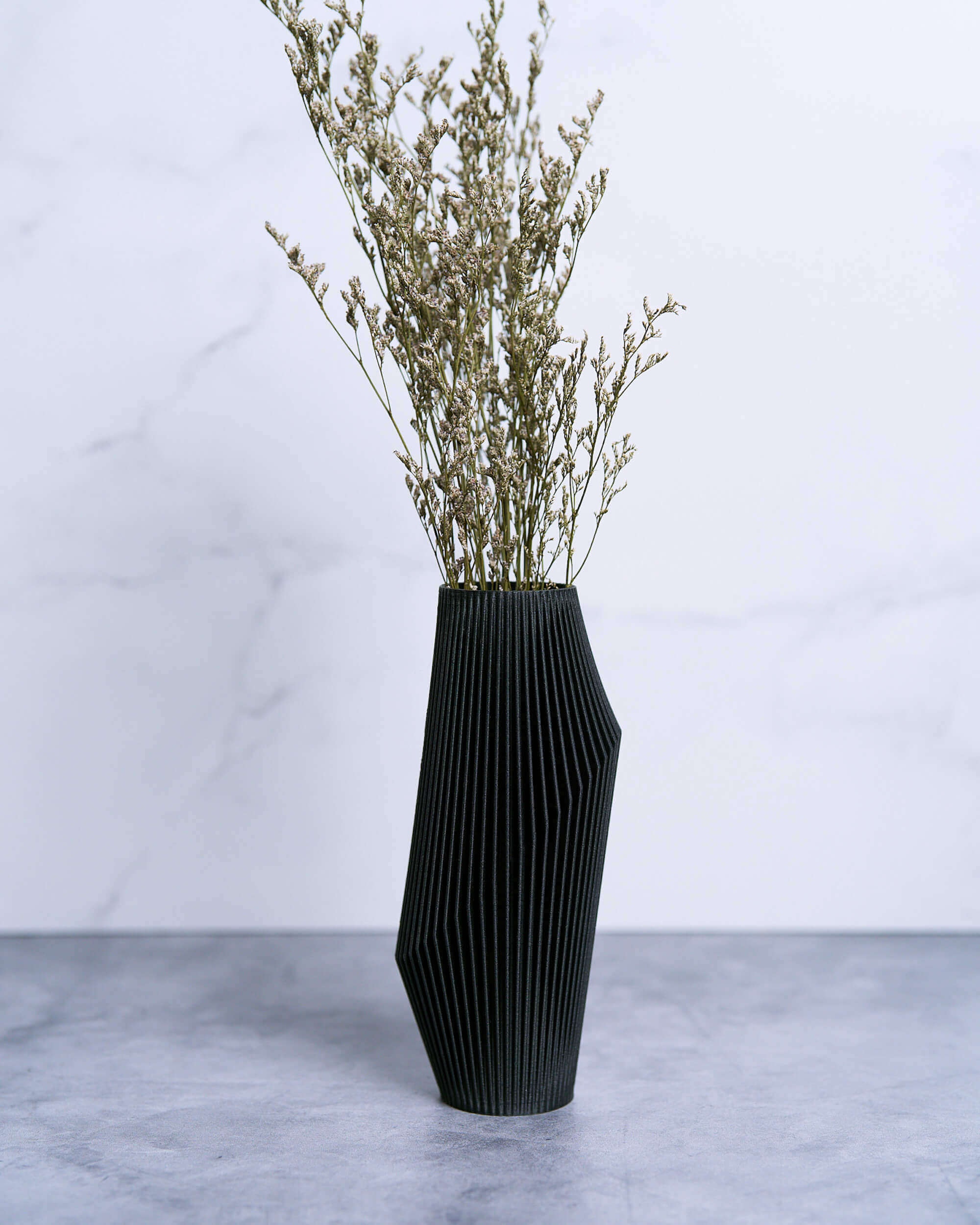 Black Matte Vase | Black Textured Vase | Minimalist Vase with pampas grass NOVA by Woodland Pulse