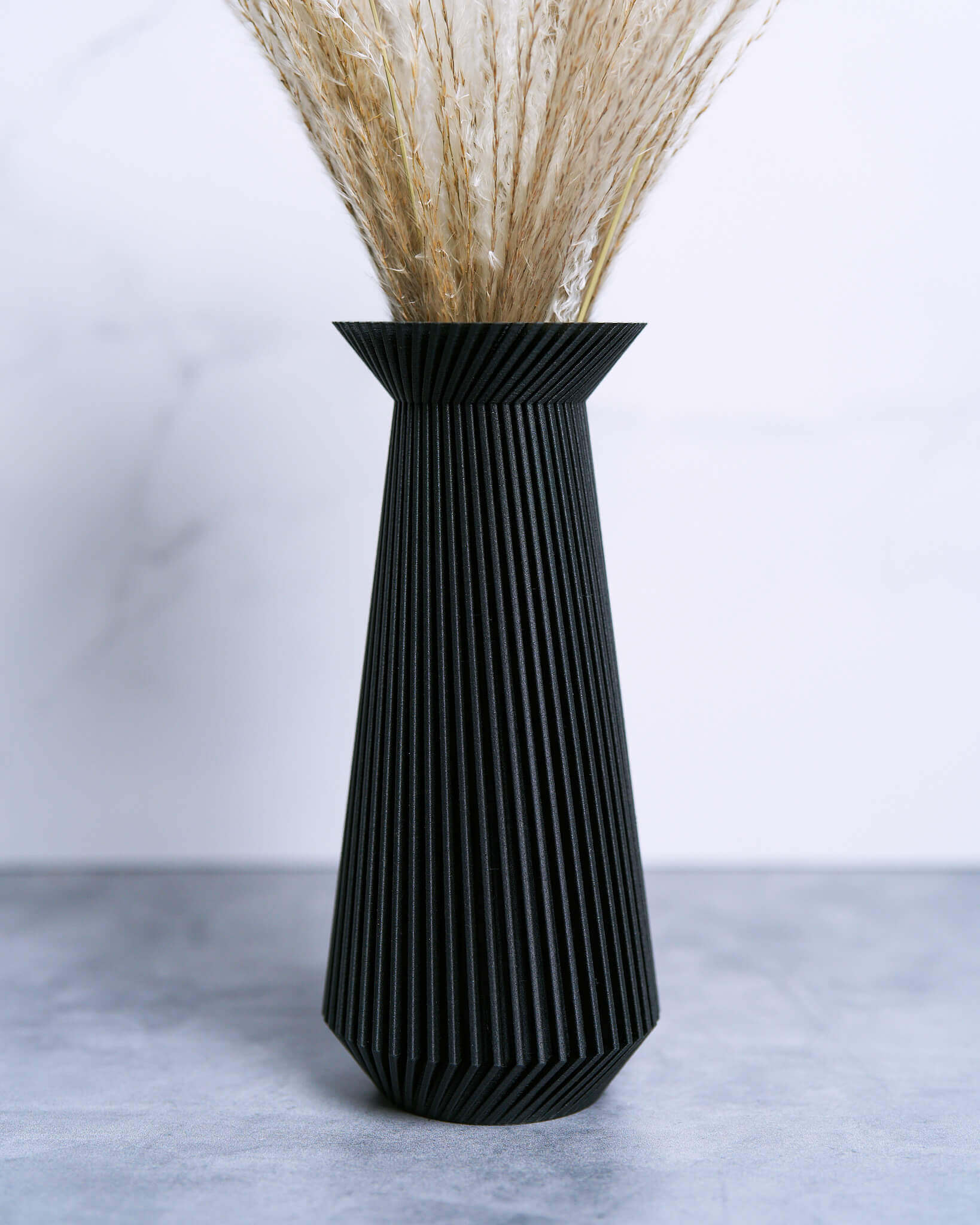 Black Vase | Black Floral Vase | Black Matte Textured Vase | BANDA by Woodland Pulse. Modernist vase collection.