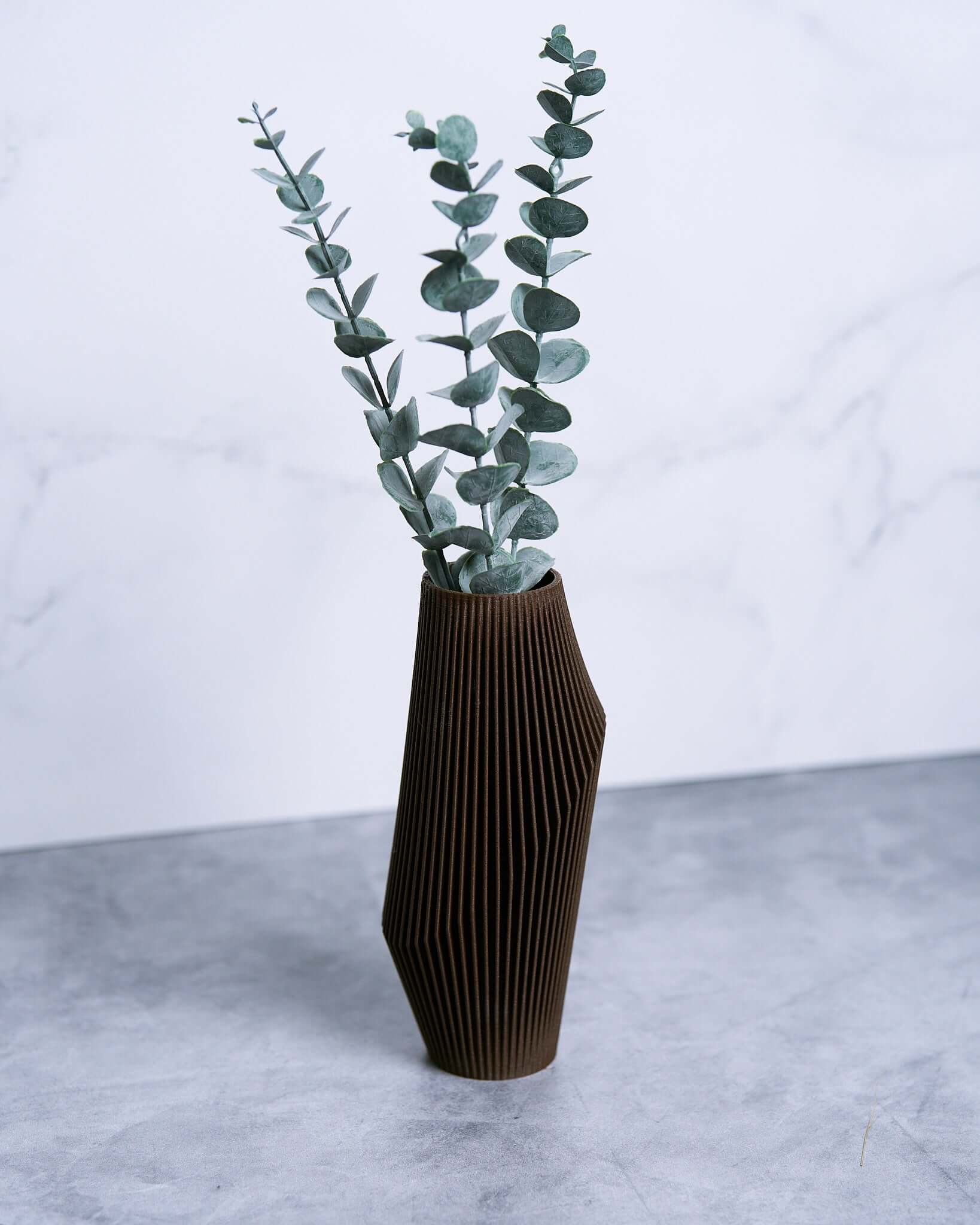 NOVA brown vase with eucalyptus.
